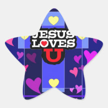 Jesús ama U Pegatina Forma De Estrella