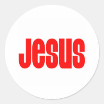 Jesús en rojo pegatina redonda