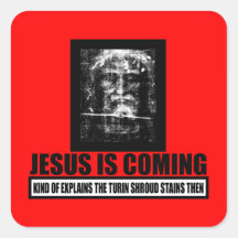 Jesús es ateo que viene calcomanía cuadrada personalizada