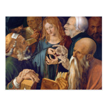 Jesús joven entre los doctores de A. Dürer Postal