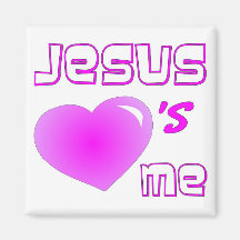 Jesús me ama diseño rosado del corazón iman de nevera