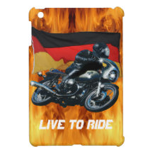 Jinete alemán de la bandera y de la moto