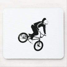 Jinete de BMX en blanco y negro Alfombrillas De Raton