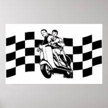 Jinetes blancos y negros de la vespa del control posters