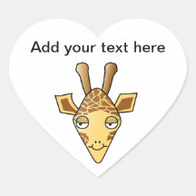 Jirafa Calcomanía Corazón Personalizadas