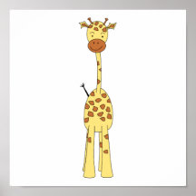 Jirafa linda alta. Animal del dibujo animado Impresiones
