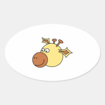 Jirafa linda feliz. Animal del dibujo animado Calcomanías Ovales
