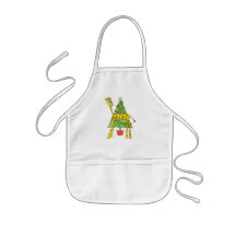 Jirafa, mono y árbol de navidad delantal