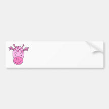 Jirafa rosada linda etiqueta de parachoque