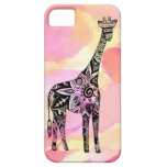 Jirafa rosada y amarilla de la acuarela iPhone 5 Case-Mate protector