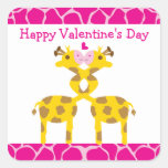 Jirafas dulces en día de San Valentín feliz del ro Etiquetas