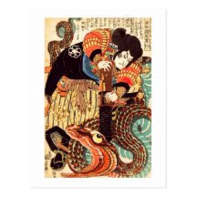 Jiraiya y japonés Ukiyoe del vintage de la serpien Postales