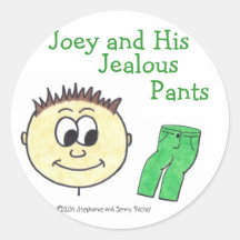 Joey y su pegatina celoso de los pantalones