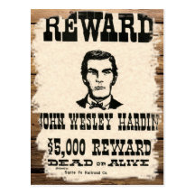 John Wesley querido Hardin Tarjetas Postales