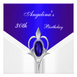 Joya de plata azul exótica del trigésimo cumpleaño invitacion personalizada