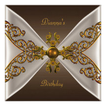 Joya elegante 2 del oro viejo de Brown del café de Invitaciones Personalizada