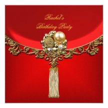 Joya roja elegante de la fiesta de cumpleaños del  anuncios  