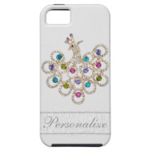 Joyas del diamante de Digitaces del pavo real pers iPhone 5 Case-Mate Protectores