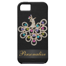 Joyas del diamante de Digitaces del pavo real pers iPhone 5 Case-Mate Protector