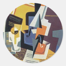 Juan Gris - violín y vidrio Pegatina Redonda