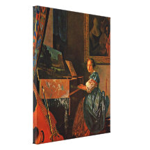 Juan Vermeer - señora Seated en un Virginal Lona Estirada Galerías