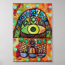 JUDAICA HAMSA LA CIUDAD POSTER