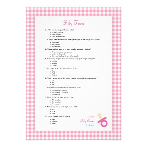 juego rosado de la ducha de las curiosidades del b invitación personalizada
