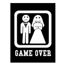Juego sobre la boda apenas casada postal
