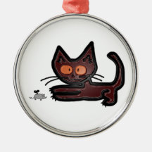 Juegos lindos del gato del gatito de Brown con el  Adorno De Navidad