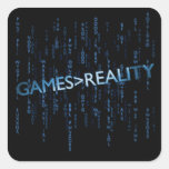 Juegos mayores que realidad calcomania cuadradas personalizadas