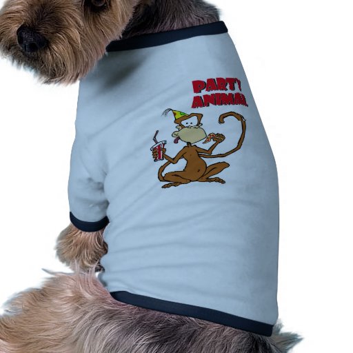 Juerguista del mono de la pizza camisas de mascota