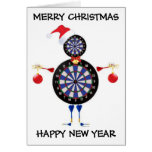 Jugador de dardos de las Felices Navidad Felicitacion