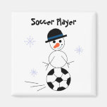 Jugador de fútbol del muñeco de nieve imán