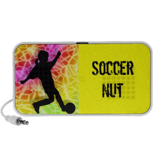 Jugador de fútbol y mosaico fluorescente altavoces