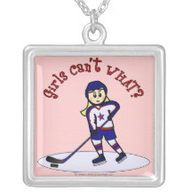 Jugador de hockey rubio de los chicas pendiente personalizado