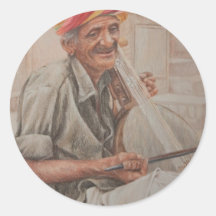Jugador de Kamaycha, Jaisalmer Pegatina Redonda