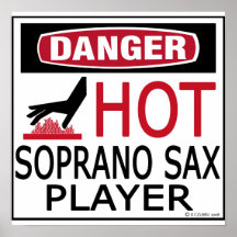 Jugador de saxofón caliente del soprano impresiones