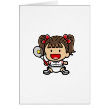 Jugador de tenis de la niña tarjetón
