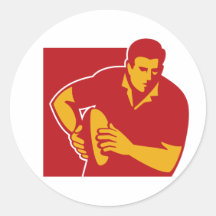 jugador del rugbi que corre con la bola pegatina