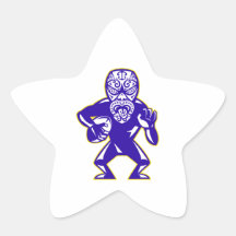 Jugador maorí del rugbi de la máscara que corre co calcomanía forma de estrella personalizadas