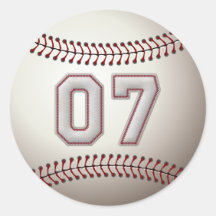 Jugador número 07 - puntadas frescas del béisbol etiquetas redondas