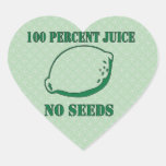 Jugo ningunas semillas pegatina de corazon personalizadas