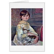 Julia Manet con el gato de Pierre-Auguste Renoir Tarjeta