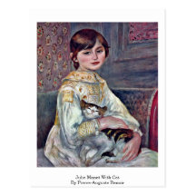 Julia Manet con el gato de Pierre-Auguste Renoir Tarjetas Postales