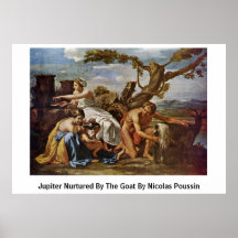 Júpiter consolidó por la cabra de Nicolás Poussin Posters