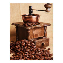 Kaffeebohnen Kaffeemühle Postkarten