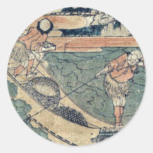 Kanagawa por Katsushika, Hokusai Ukiyoe Pegatinas Redondas