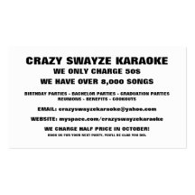 KARAOKE LOCO DE SWAYZE, CARGAMOS SOLAMENTE 50$, NO PLANTILLAS DE TARJETA DE NEGOCIO