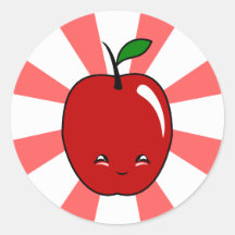 Kawaii Apple (muchacho) Etiqueta Redonda