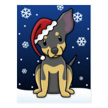 Kawaii negro y postal del navidad de la chihuahua 